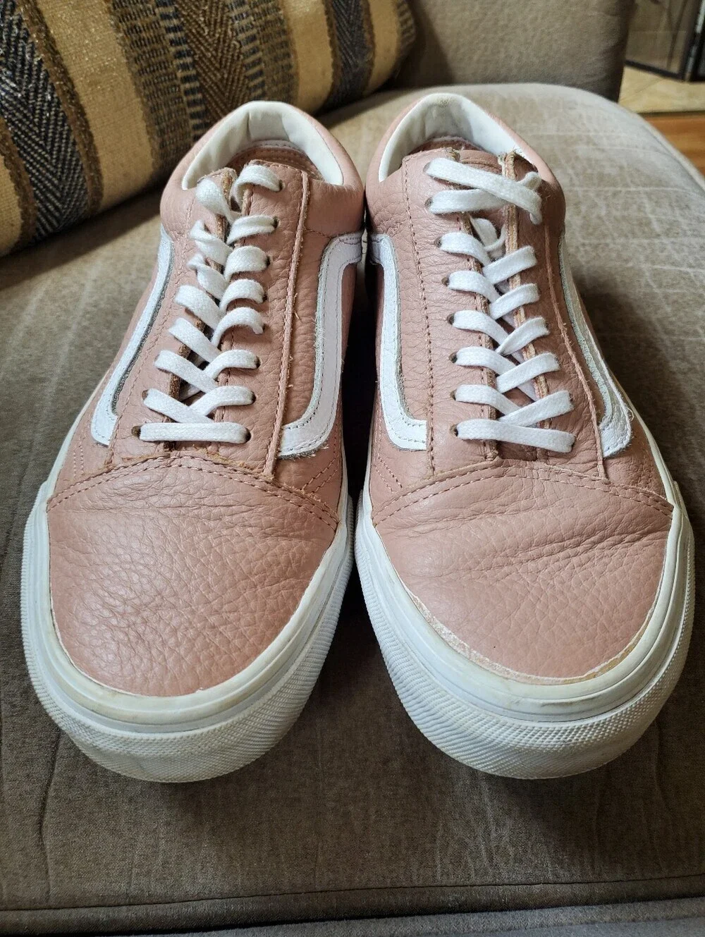 Vans Old Skool Size 7M/8.5W Rose Pink Tumbled Leather Skateboard Shoes 721278
